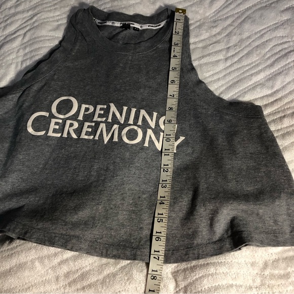 Opening Ceremony Grey Cropped Spell Out Logo Tank Top - Picture 9 of 9
